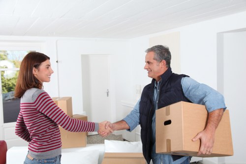 Furniture and boxes loaded into a moving van
